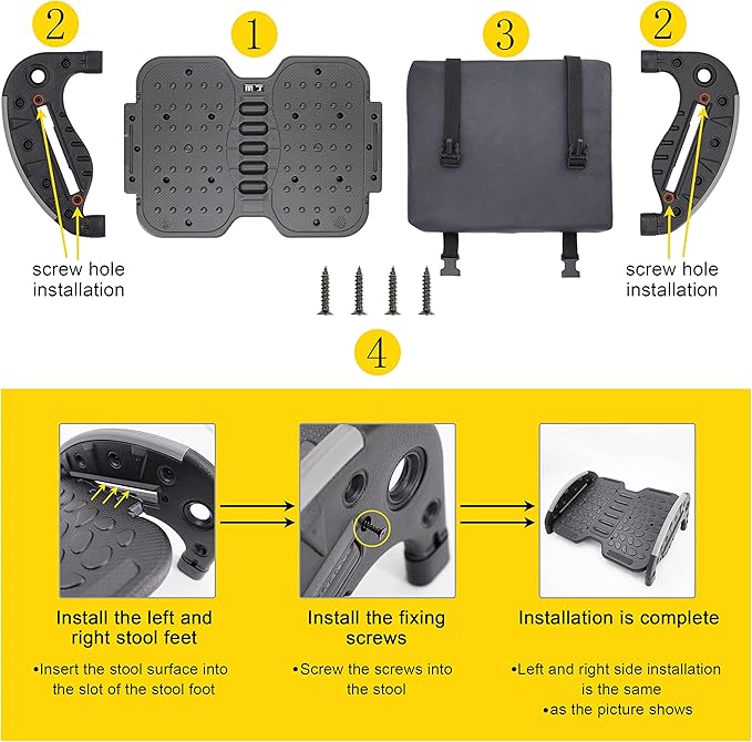 Under Desk Foot Rest,Foot Stool with Massage Texture,Includes Comfortable Memory Foam,Easy Assembly and disassembly (YB-RD)-DeskLoop Office