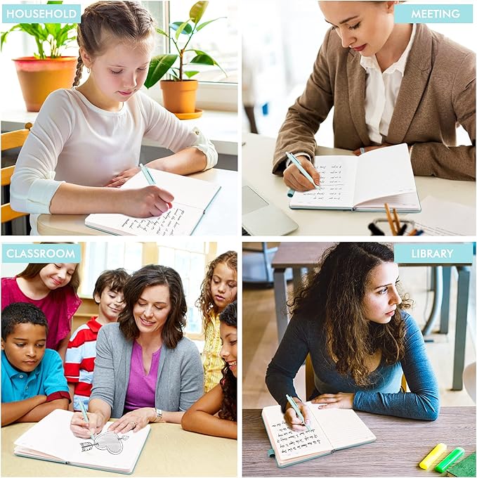 feela 24 Pack Journal Notebook Bulk for Work, Business Notebook Hardcover Lined Writing Journal with Pen Holder for Students Women Note Taking, with 24 Black Pens, 120 GSM, 5.1”x8.3”, A5, Sky Blue-DeskLoop Office