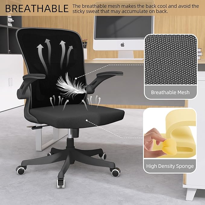 Desk Office Chairs Computer Mesh Chair Executive Chair with Lumbar for Home & Office (05Blcak)-DeskLoop Office