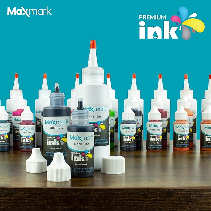 MaxMark Premium Refill Ink for self Inking Stamps and Stamp Pads, Magenta Purple Color - 4 oz.-DeskLoop Office