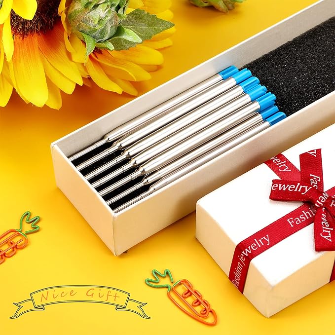 12 Pieces Pen Refills Blue Ink 1.0mm Medium Point Metal Ballpoint Refill Smooth Writing Pen Refills Replacement Refills for Retractable Ballpoint Pen School Office Supplies (Blue)-DeskLoop Office