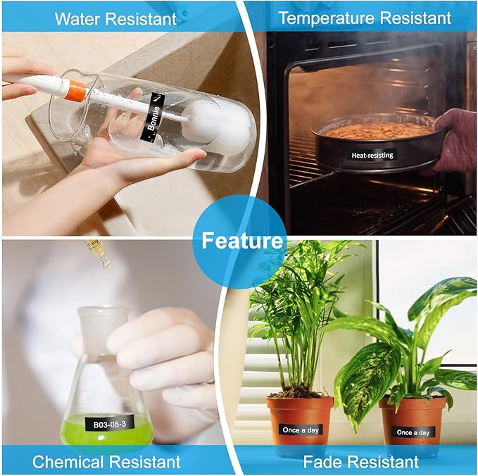 RAEMALL Replacement for Brother TZe-335 TZ-335 Laminated P Touch Label Tape 12mm 0.47 Inch White on Black Label Maker Tape for Brother PT-D210 H110 D220 D410, 5 Pack-DeskLoop Office