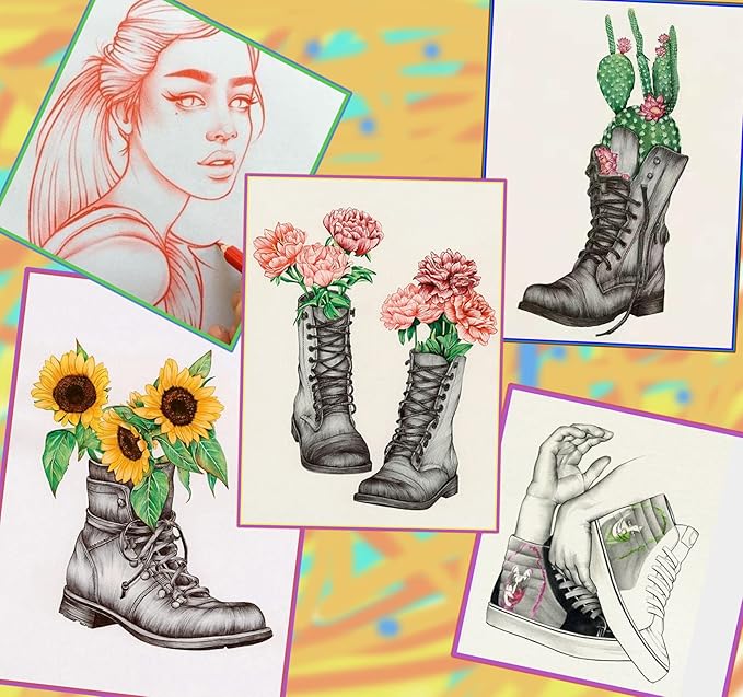 Sketching Drawing Art Pencil Kit-50 Piece Set with 24 Color Pencils for Adult Kid Coloring Books, 14 Graphite 3 Charcoal Erasers Etc., Artist Supplies Ideal for Adult, Kid,Student, Beginner-DeskLoop Office