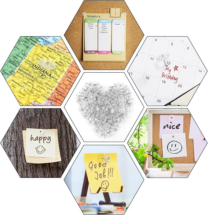 150PCS Clear Thumb Tacks - Standard Push Pins With Steel Points and Transparent Plastic Heads for Bulletin Boards, Crafts, and Office Organization-DeskLoop Office