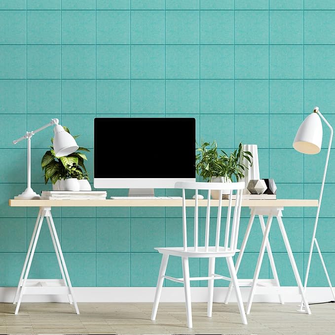 MaxGear Felt Bulletin Board 36" x 24", Aqua Blue Felt Wall Tiles Push Pins | - Image 9