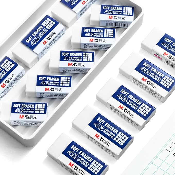 M&G 30 Pack Large Erasers Pencil Erasers, 4B White Rubber Eraser Rectangular Bulk for Kids School Students Office, Art Erasers for Drawing-DeskLoop Office