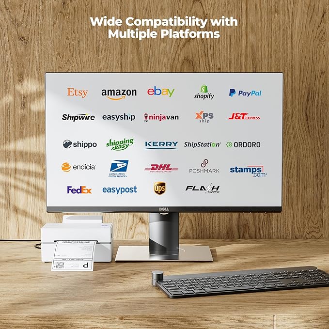 MUNBYN Bluetooth Thermal Label Printer, 130B Wireless 4x6 Shipping Label Printer for Shipping Packages Small Business Office or Home, Compatible with iPhone Android iPad Windows macOS Chrome Etsy eBay-DeskLoop Office