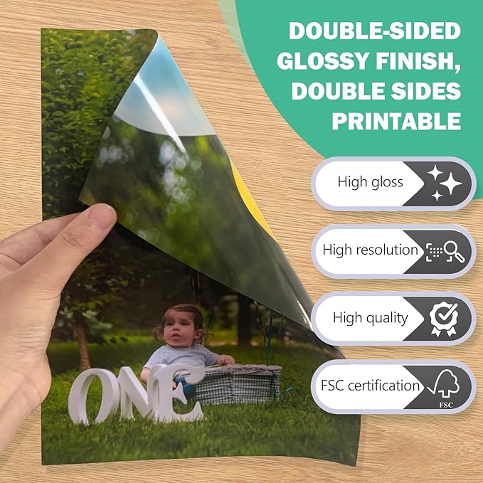 Double Sided Glossy Photo Paper 4x6, Thick Glossy Paper for Cardstock, 100 Sheets 61lb for Inkjet Printer-DeskLoop Office