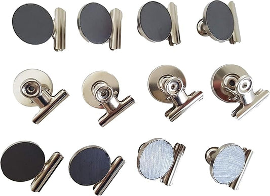 Mini Silver Refrigerator Magnet Hook Clips for Holding Photographs, Holding Business Cards, Office Organizing, Memo Note Clips (16)-DeskLoop Office