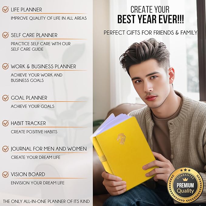 Life Planner - Undated Daily, Weekly & Monthly Planner with Budget Section | A 12 Month Journey to Increase Productivity & Happiness | Life Organizer & Gratitude Journal - Horizontal Format-DeskLoop Office