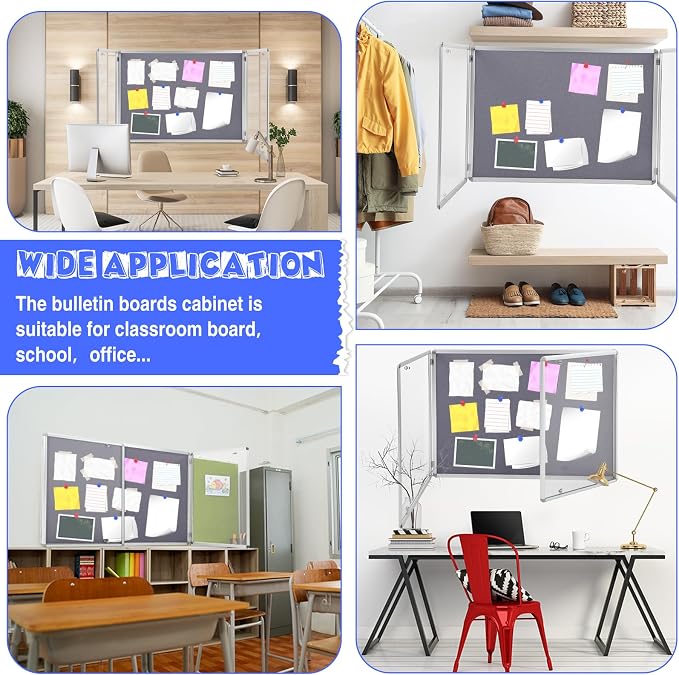Enclosed Bulletin Board 48" x 36" Weather Resistant Lockable Notice Cork - Image 6