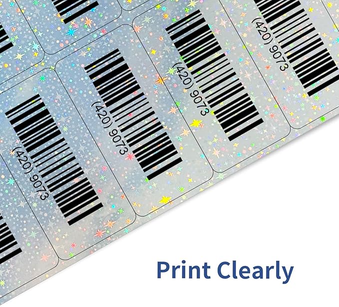 STARLIBOO Shipping Labels Stickers, 2"×4" Printable Holographic Mailing Labels for Laser/Inkjet Printing- Matte, Permanent Adhesive Sticker (Holographic Star)-DeskLoop Office