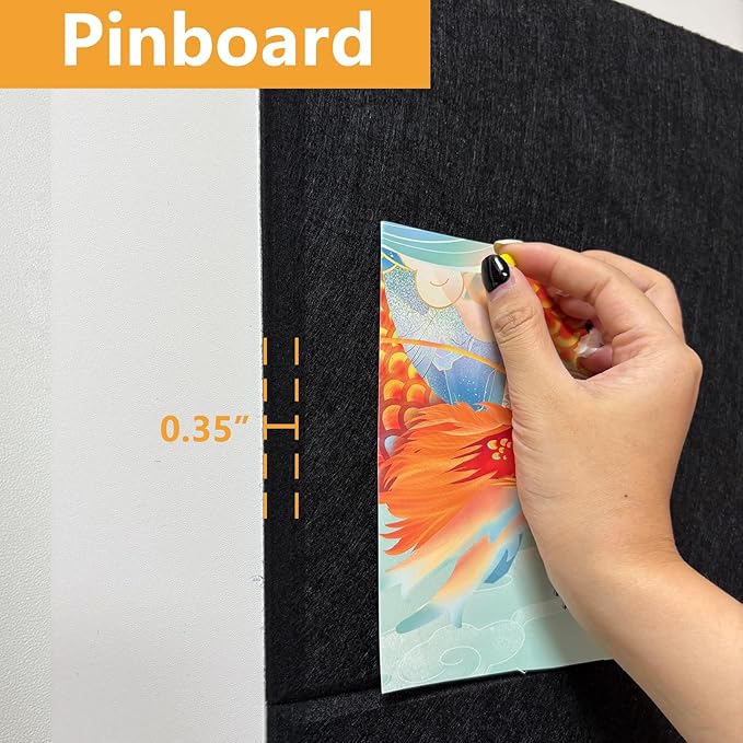 Large Cork Board for Wall with Pins, 36" x 24" Bulletin Board Self-Adhesive Pin Board | Customized 6 Packs Felt Tiles for Office Home Wall Decor, Black-DeskLoop Office