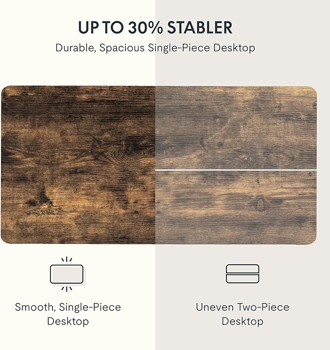 FLEXISPOT EN2 Whole-Piece Standing Desk with Clamp Power Strip, 48 x 30 Electric Stand Up Height Adjustable Desk with Cable Management (White Frame + 48" Rustic Brown Desktop, 2 Packages)-DeskLoop Office