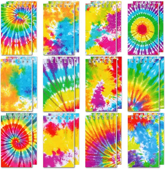 Koogel 24PCS Small Spiral Notebook, Blank Mini Pocket Journal Notebook for Kids Back to School, Tie Dye Style Journal Mini Memo Pads for Tie Dye Birthday Pastel Art Party Favors Gift Supplies-DeskLoop Office