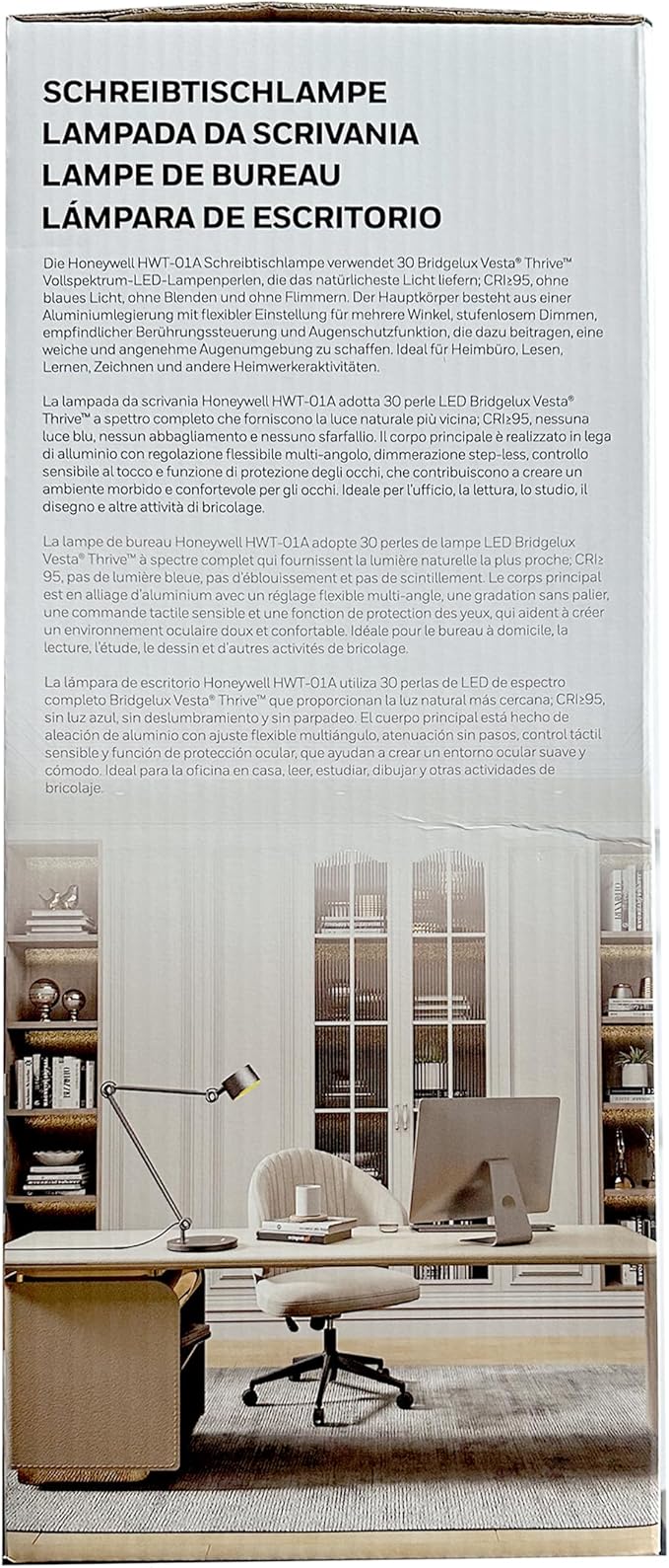 Honeywell LED Desk Lamp, 01A Sunturalux Desk Light for Home Office, 4000K Dimmable Eye Caring Natural Light Architect Lamp with Metal Swing Arm Lamp for Desk Craft Reading-DeskLoop Office