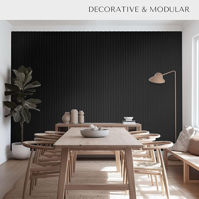 Large Cork Boards for Walls Black Felt Board Alternative - Slat Wall Paneling, Felt Bulletin Board Tiles for Office Decor, Push pin Board Office Wall Organizer -12-Pack (Black)-DeskLoop Office