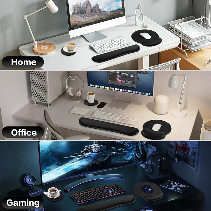 Mouse Pad Black, Ergonomic Keyboard Wrist Rest, Mouse Pad - Image 7