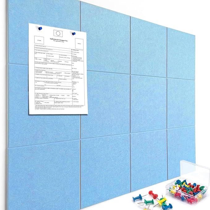Cork Boards for Walls 48" x 36" Felt Board Alternative, 12 Pack Felt Wall Tiles Bulletin Board, Large Cork Board for Office Pin Board Tack Board Cork Boards-DeskLoop Office