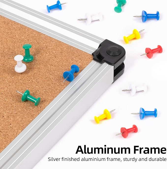 Board2by Extra Large Cork Bulletin Board 72" X 48", Silver Aluminum Framed 6'x4' Corkboard for Wall, Wall Mounted Notice Pin Board with 18 Push Pins for School, Home & Office-DeskLoop Office