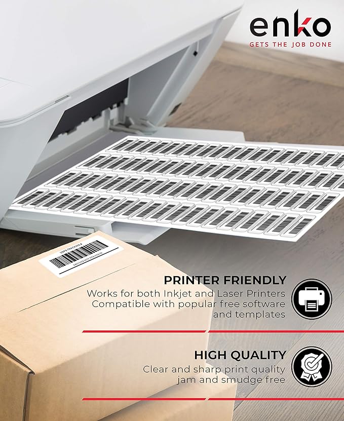 enKo 3-1/2 x 5 inches Label - White Blank - 4 Up Per Sheet Shipping Address Mailing Labels for Laser Inkjet Printer (300 Sheets, 1200 Labels)-DeskLoop Office