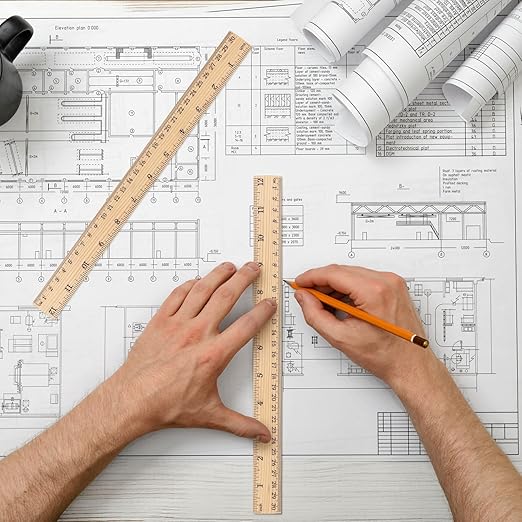 Zonon 30 Pcs 12 Inch Plastic Ruler Assorted Colors Ruler Bulk with Centimeters Millimeter and Inches Rulers First Day of School Gift for Kids School Classroom Office Supplies(Simple Color,Wood)-DeskLoop Office