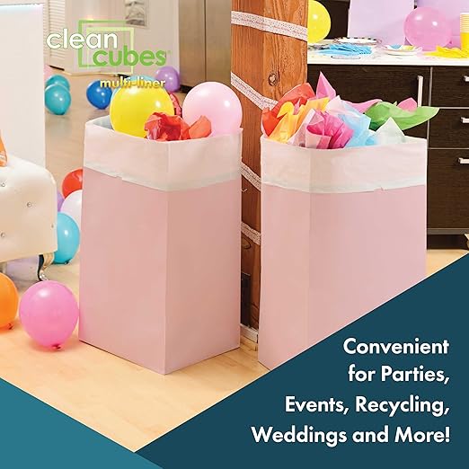 | 30 Gallon Multi-Liner Disposable Trash Cans (3-Pack) - Reusable Garbage and Recycling Bins for Parties, Events, and More (Pink)-DeskLoop Office