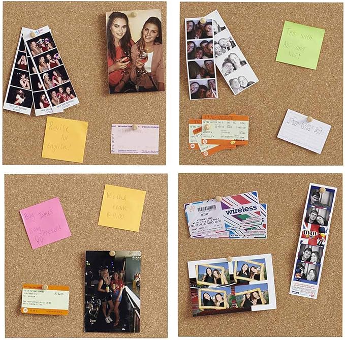 SUNGIFT Cork Board 12"x12" - 1/2" Thick Square Bulletin Boards 6 Pack Cork Tiles with 50 Push Pins Mini Wall Self-Adhesive Corkboards Tiles for Wall-DeskLoop Office