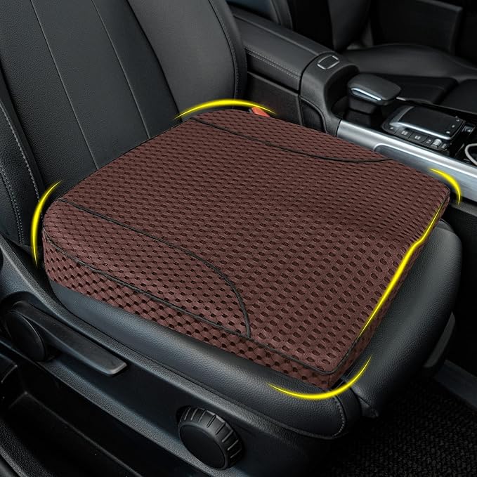Car Seat Cushion, Comfortable Memory Foam Seat Pillow for Driving, Sciatica-Back Pain Relief, Cushion for Car-Truck, Office, Wheelchair - Mesh Brown-DeskLoop Office