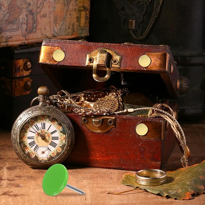 uxcell 100Pcs Upholstery Tacks, 11mmx15mm Flat Head Thumb Tack Decorative Furniture Nails Push Pins for Furniture Sofa Headboards, Light Green-DeskLoop Office