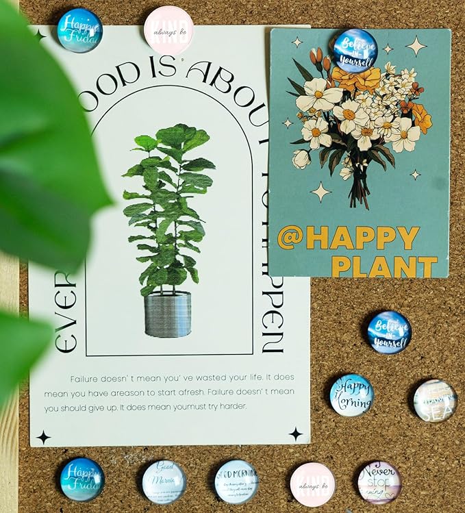 24Pcs Decorative Push Pins,Decorative Thumb Tacks for Bulletin Board, Cork Board Thumbtacks,Photos Wall Maps,Cute Thumbtack for Cubicle Decor,Classroom Decor,and Office Decor(Motivational-Moring)-DeskLoop Office