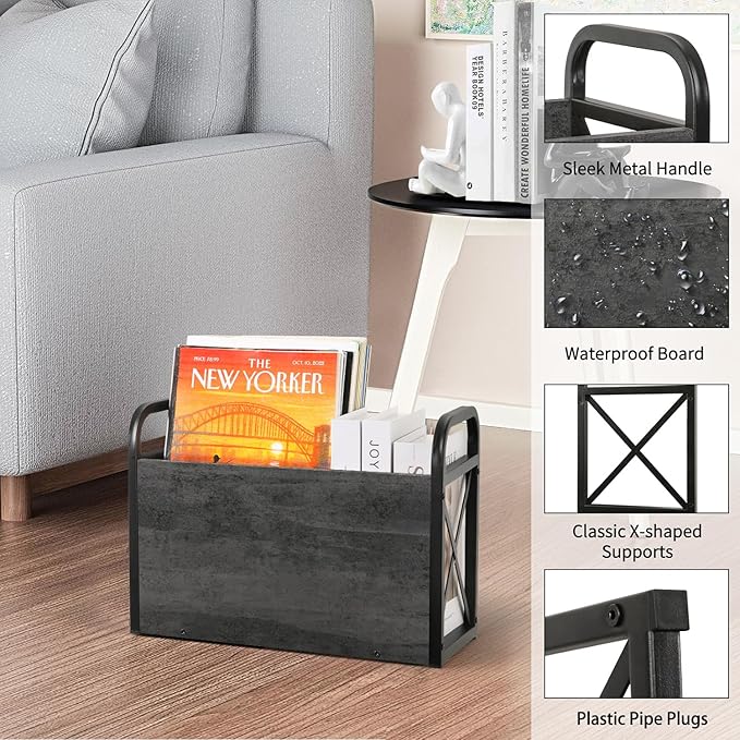 YINMIT Magazine Holder, Magazine Rack Floor, Magazine Storage Basket, Folder Organizer Bin for Books, Newspapers, Tablets-DeskLoop Office