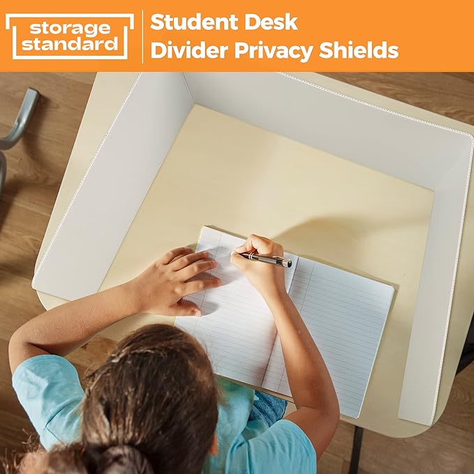 4-Pack Classroom Privacy Shields for Student Desks - Easy to Clean Plastic Desk Divider Folder Study Carrel Sneeze Guard for Student Testing Dividers Boards-DeskLoop Office