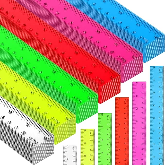 90 Pack Color Transparent Ruler Bulk 12 Inch Clear Plastic Rulers Kids Ruler with Centimeters and Inches Straight Measuring Drafting Tools for Classroom School Students Families Education-DeskLoop Office