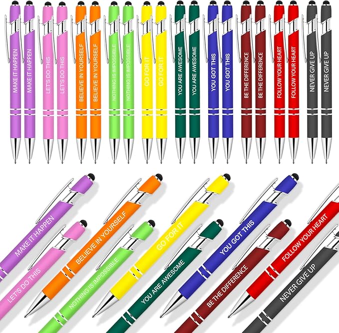 30 Pcs Inspirational Pens - Motivational Ballpoint Pens Bulk with quotes Stylus Tip Gifts for School Coworkers Black Ink-DeskLoop Office