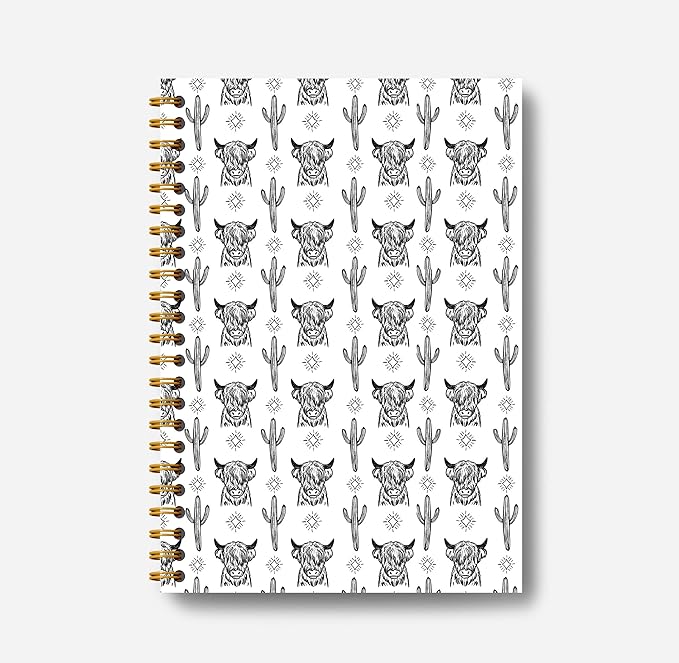 Western Cow Journal Notebook Spiral - Cow Spiral Journal Notebook, Western School Office Supplies, Cow Office Supplies with 164 Pages, Funny Office Gifts, 5.5×8.3-DeskLoop Office