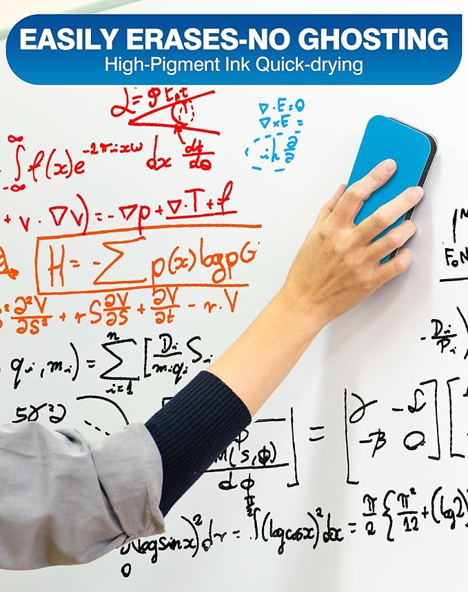 SFAIH Dry Erase Markers Chisel Tip with Magnetic Whiteboard Eraser, 72 Bulk 12 Assorted Colors White Board Markers for Teachers, Versatile Lines, 1s Quickly Dry, Perfect for Classroom and Office-DeskLoop Office
