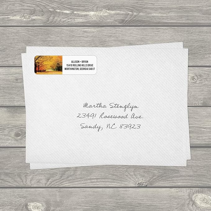 Scenic Landscape Rolled Address Labels / 250 Personalized Return Address Labels/Designer Address Stickers in Elegant Plastic Dispenser-DeskLoop Office