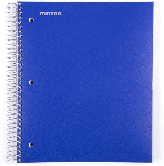 Mintra Office Durable Spiral Notebooks, 5 Subject (Blue, College Ruled 1pk)-DeskLoop Office