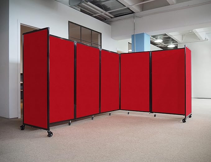 Versare Room Divider 360 Portable Wall Partition | Folding Panels | Large Freestanding Divider | Locking Wheels | Temporary Room Separator