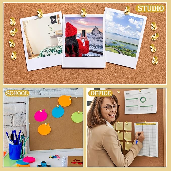 220 Count Gold Push Pins, Standard Plastic Head Steel Point Gold Thumb Tacks Decorative Push Pins for Cork Board Wall Hanging-DeskLoop Office