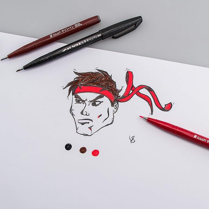 Pentel SES15CPC12 Sign Pen Brush Flexible Point Marker, Assorted, 12/Pack-DeskLoop Office