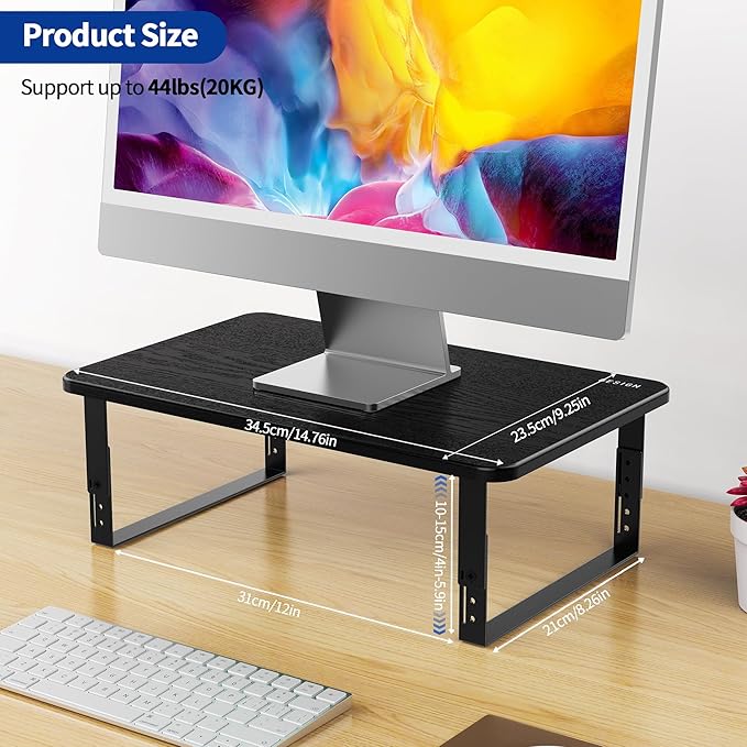 BESIGN MS01 Monitor Stand Riser, Height Adjustable Laptop Stand, Computer Monitor Stand for Monitor, Computer,Laptop,Printer (Black)-DeskLoop Office