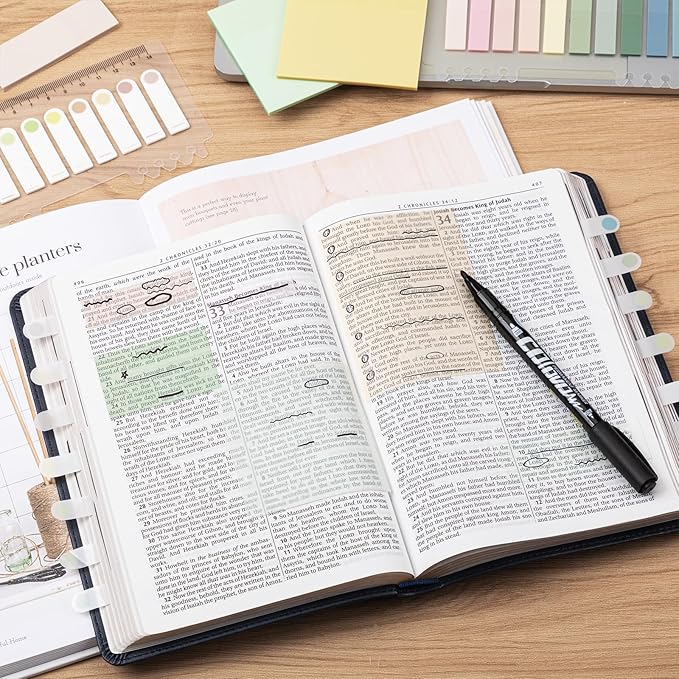 Transparent Sticky Notes,1120 Sheets Clear Sticky Notes with Pen, Waterproof Annotation Kit, Self-Adhesive Translucent Writable Index Tabs for Annotation Books, Bible Journaling Study Office School-DeskLoop Office