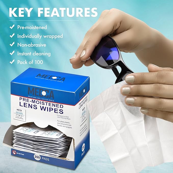 Premoistened Lens and Glass Cleaning Wipes - Portable Travel Cleaner for Glasses, Camera, Cell Phone, Smartphone, and Tablet - Disposable, Quick Drying, Streak Free - Individually Wrapped, Pack of 200-DeskLoop Office