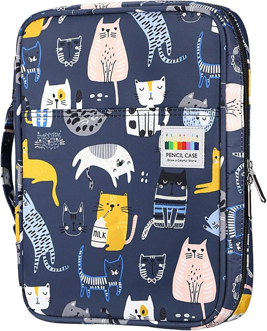 YOUSHARES Colored Pencil Case 166 Slots Pen Case Organizer with Handy Wrap & Zipper, Multilayer Holder for Prismacolor Colored Pencils & Gel Pen (Sports Cat)-DeskLoop Office
