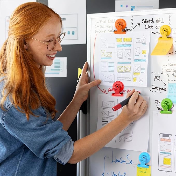 VNDUEEY 20 Pack Multicolored Magnetic Clips for Refrigerator Magnets Magnetic Clips for Fridge and Whiteboard Magnets for Home Office School-DeskLoop Office