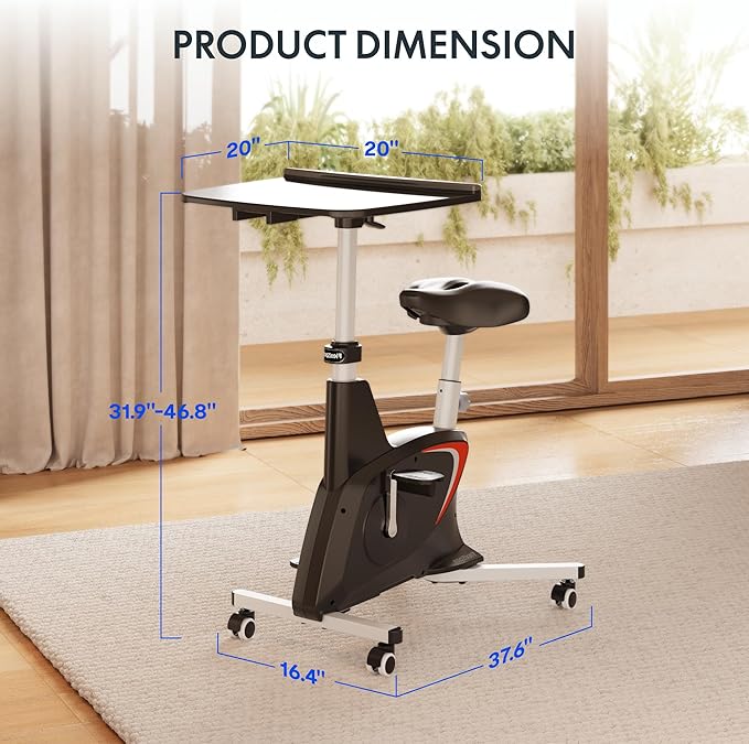 FLEXISPOT Small Standing Desk Adjustable Height Movable Rolling Desks for Teachers Laptop Desks Workstation with Integrated Pedal Exerciser Wide Seat, Desk for Home Office Corner Small Space, Black-DeskLoop Office