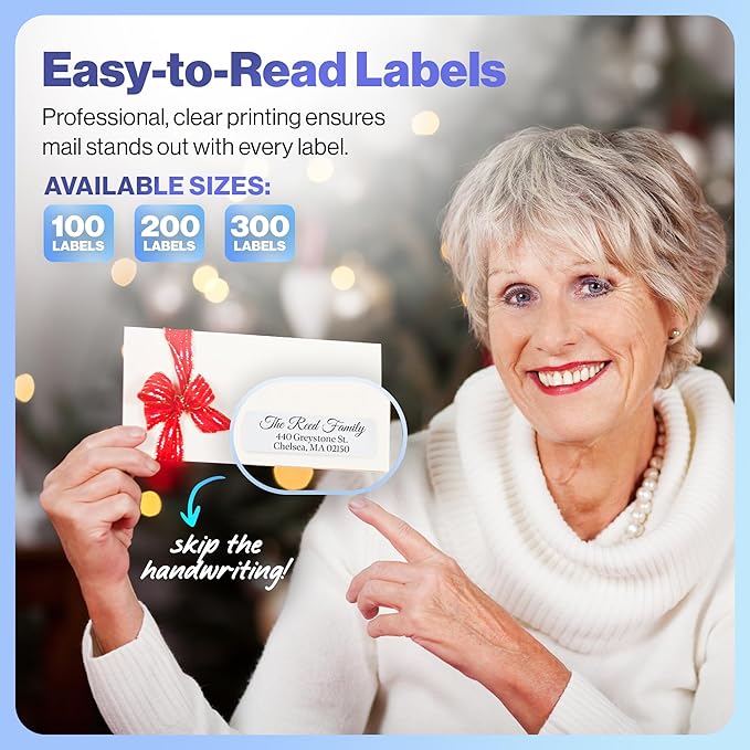 100 Personalized Address Labels - Glossy White Return Address Label 2.5" x 0.75'', Stylish Fonts for Envelopes & Packages, Customizable Labels for Home or Office Use-DeskLoop Office