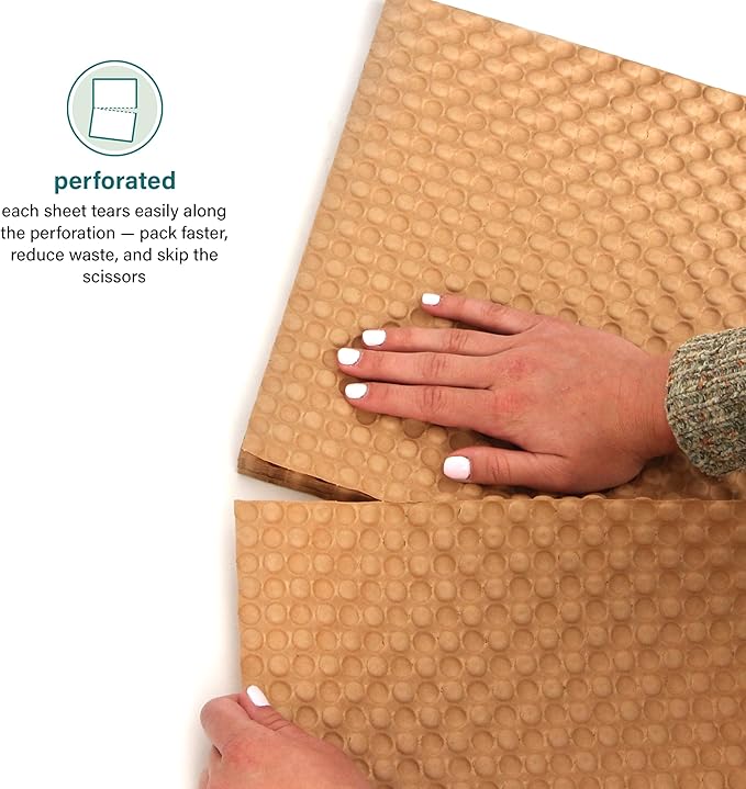 Elementree Paper Bubble Wrap Sheets for Packing, Moving, & Shipping - 12" x 12" x 250' - Eco-Friendly Kraft Bubble Paper - Recyclable Cushioning Wrap - Made in the USA (01913)-DeskLoop Office